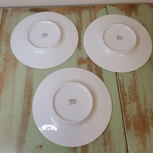 MCM Vintage SPAL Porcelain Portugal Striped Seagull Plates Set of 3 - Picture 5 of 8